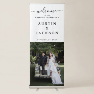 Wedding Welcome & Thank You Simple Script Photo  Retractable Banner