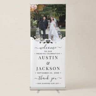 Wedding Welcome & Thank You Simple Script Photo Retractable Banner
