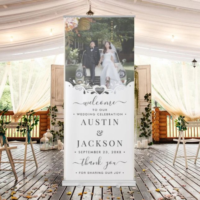 Wedding Welcome & Thank You Simple Script Photo  Retractable Banner (Creator Uploaded)