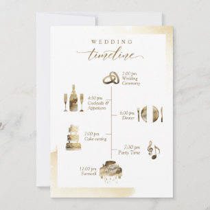 Wedding Welcome Timeline Card Golden Yellow Wash