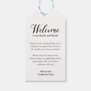 Wedding Welcome To Accomodation Gift Bag Basket Gift Tags