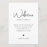 Wedding Welcome Weekend Timeline Programme<br><div class="desc">Modern minimalist wedding welcome and weekend event timeline program card. Template features,  welcome message on front and weekend itinerary timeline on back.  Wedding day icons timeline includes rings,  cocktail,  meal setting,  cake,  music note and confetti.</div>