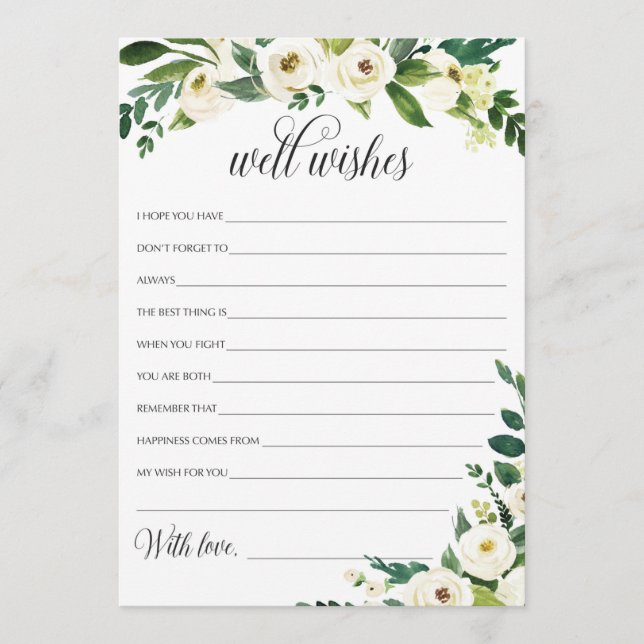 Wedding Well Wishes Card for the Bride and Groom (Front)