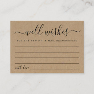 Wedding Well Wishes for the Mr & Mrs Rustic Kraft Calling Card
