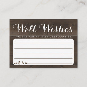 Wedding Well Wishes for the Mr & Mrs - Rustic Wood Calling Card