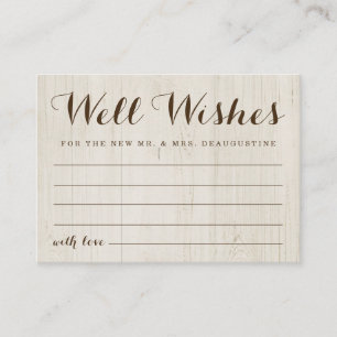 Wedding Well Wishes for the Mr & Mrs - Rustic Wood Calling Card