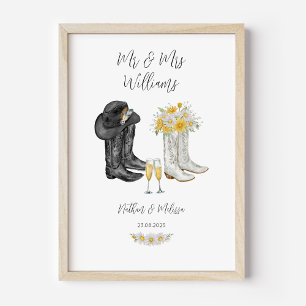 Wedding Western Boots Poster