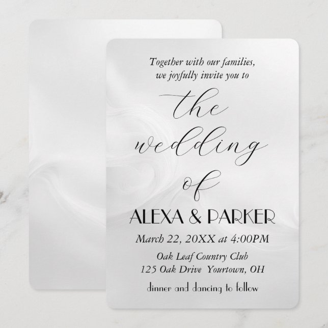Wedding White Abstract Design  Invitation (Front/Back)