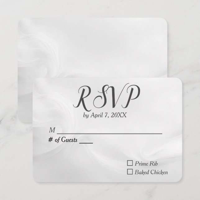 Wedding White Abstract RSVP Card (Front/Back)
