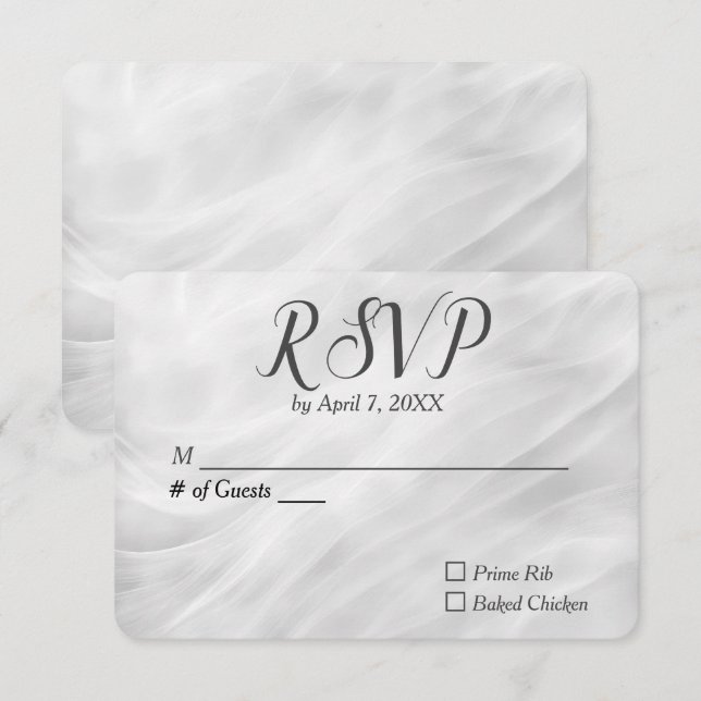 Wedding White Abstract RSVP Card (Front/Back)