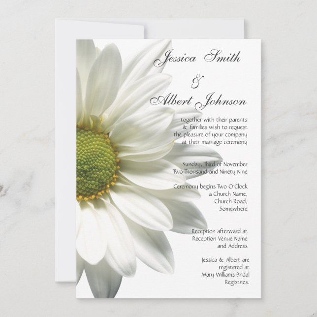 Wedding white big daisy invitation (Front)