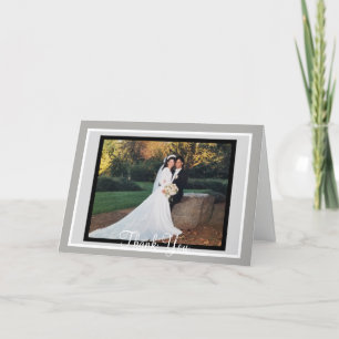 Wedding White Black Photo Thank You Cards