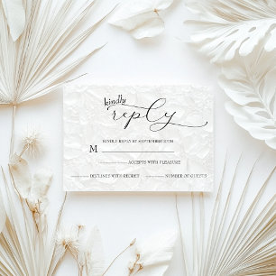 Wedding White & Black Simple  RSVP Card