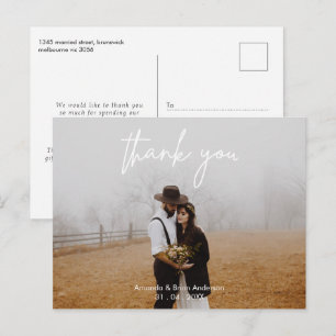 Wedding White Calligraphy Thank You Photo Postcard