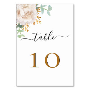 Wedding white floral eucalyptus greenery  table number
