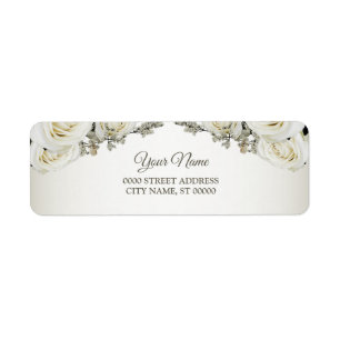Wedding White Floral Green Elegant Return Address