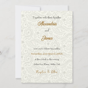 Wedding white floral pattern invitation