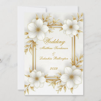 Wedding White Gold Beautiful Modern Sophisticated Invitation