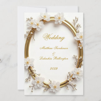 Wedding White Gold Modern Sophisticated Classy Invitation