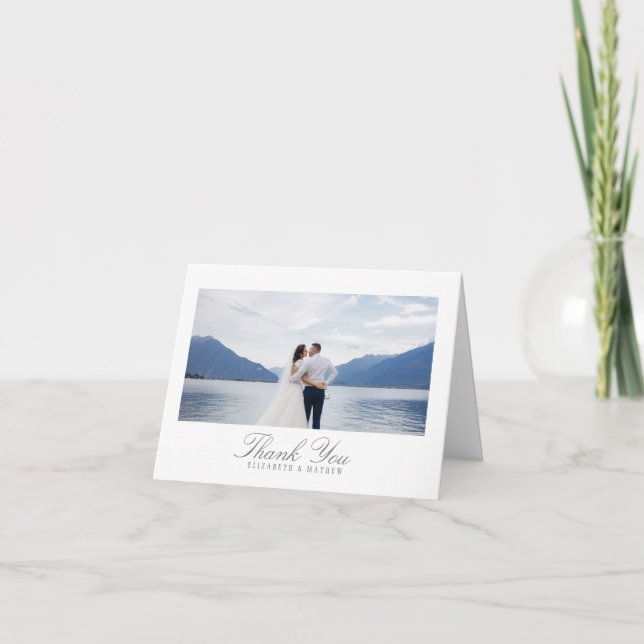 Wedding White Grey Thank You Card (Front)