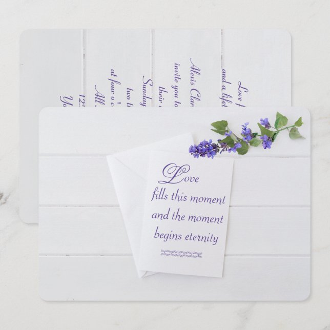 wedding white invite on wood (Front/Back)