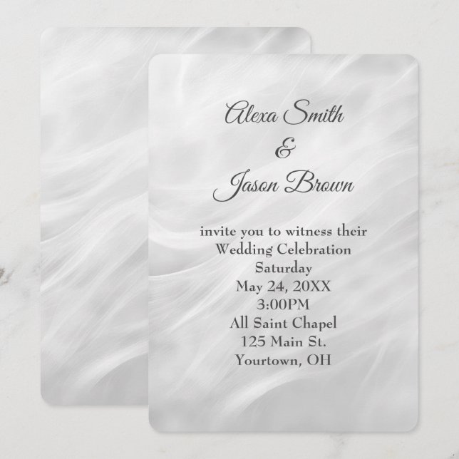 Wedding White Marble Abstract Invitation (Front/Back)
