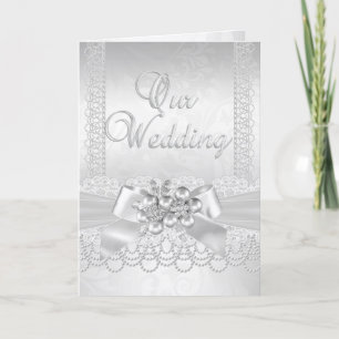 Wedding White Pearl Lace Damask Diamond Invitation