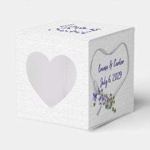 Wedding White Ribbon Heart Favour Box