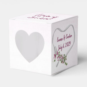 Wedding White Ribbon Heart Favour Box