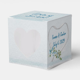 Wedding White Ribbon Heart Favour Box