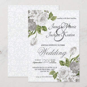 Wedding - White Roses Invitation