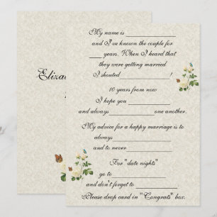 Wedding, White Roses, Marriage Advice Invitation