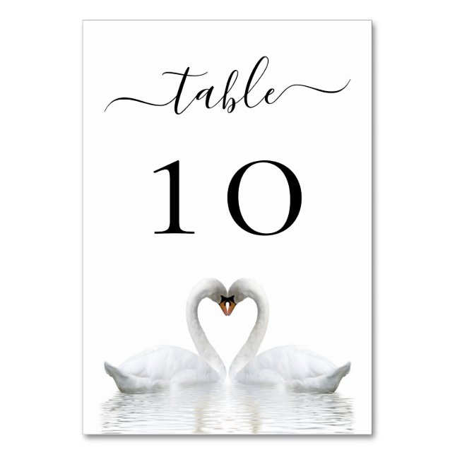 Wedding white swans table number (Front)