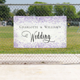 Wedding white violet lavender welcome  banner