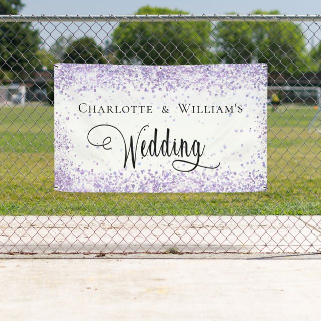 Wedding white violet lavender welcome  banner (Insitu)