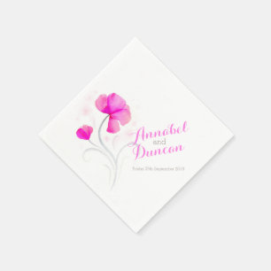Wedding wildflower art pink paper napkin