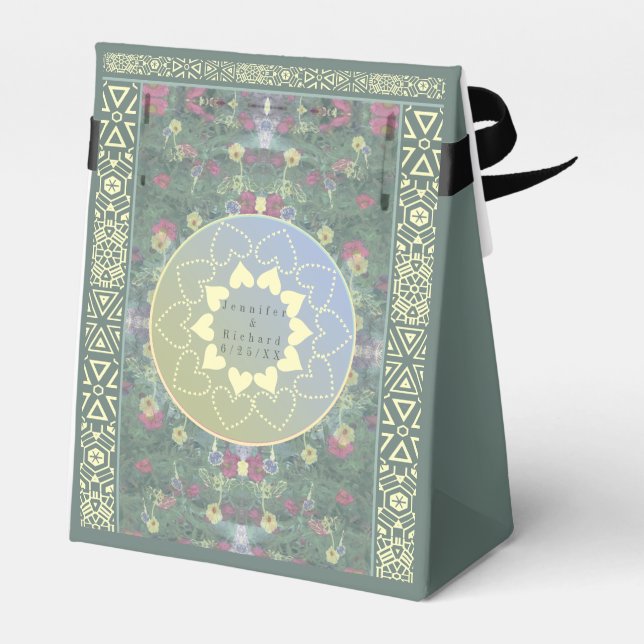 Wedding Wildflower Mandala w/Couple+Date Favour Box (Back Side)
