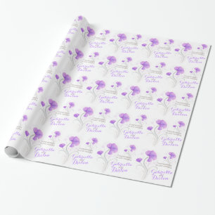 Wedding wildflower purple grey art wrap wrapping paper