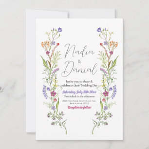 Wedding Wildflowers Floral Ditsy Print Invitation