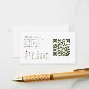 Wedding wildflowers RSVP QR Code Enclosure Card
