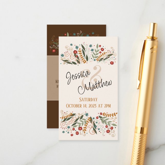 Wedding Wildflowers Small Elegant Inspirivity RSVP Enclosure Card (Front/Back In Situ)