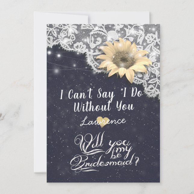 Wedding Will You Be My Bridesmaid Lace Sunflower Invitation (Front)