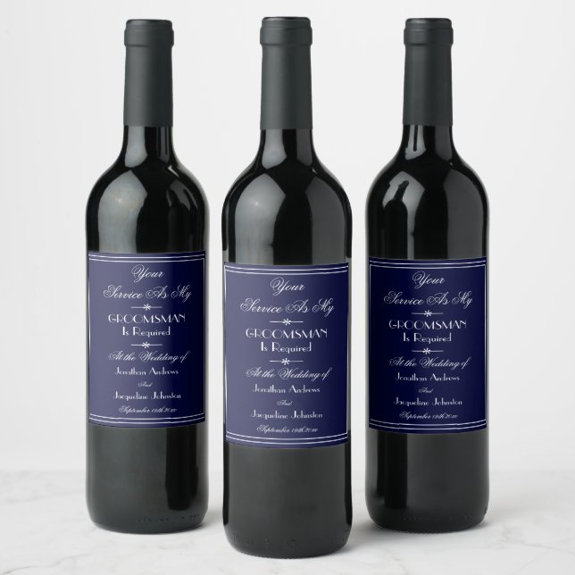 Wedding Will you be my Groomsman Elegant Proposal  Wine Label (Bottles)