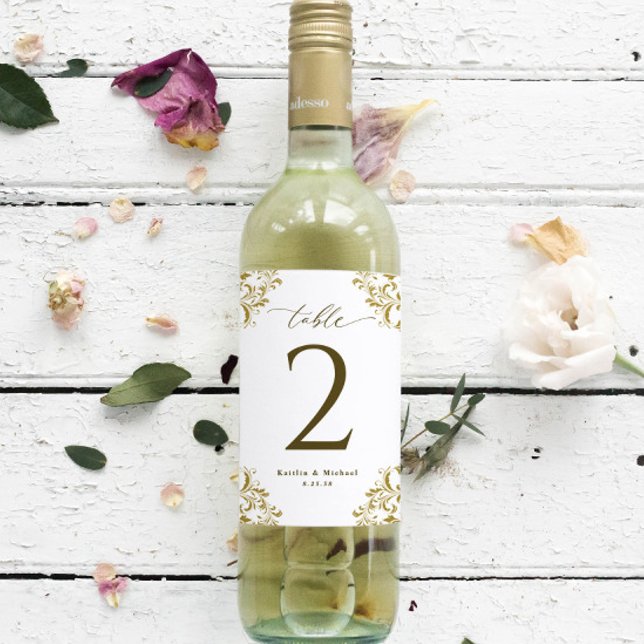 Wedding Wine Bottle Table Numbers Vintage Gold (Creator Uploaded)