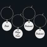 Wedding Wine Charm Set<br><div class="desc">Wedding Wine Charm Set with Matron of Honour & two Bridesmaids charms. Perfect for bachelorette parties,  bridal showers,  etc.</div>