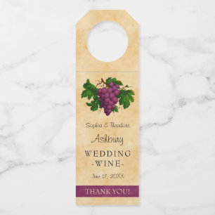Wedding Wine Elegant Vintage Grapes   Thank You Bottle Tag
