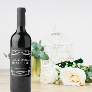 WEDDING WINE  geometric Wedding Sparkling Wine Lab Label