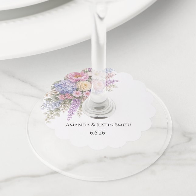Wedding  wine glass tag (Close Up)