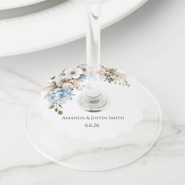 Wedding  wine glass tag (Close Up)