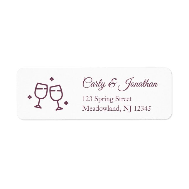 Wedding Wine Glasses Return Address Labels (Front)
